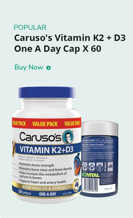 Caruso's Vitamin K2 + D3 One A Day Cap X 60 ChemiStop